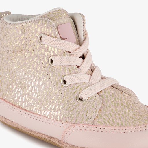 Leren babyschoenen roze goud