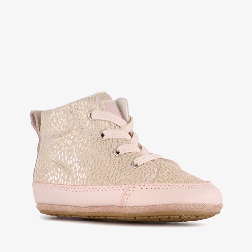 Leren babyschoenen roze goud