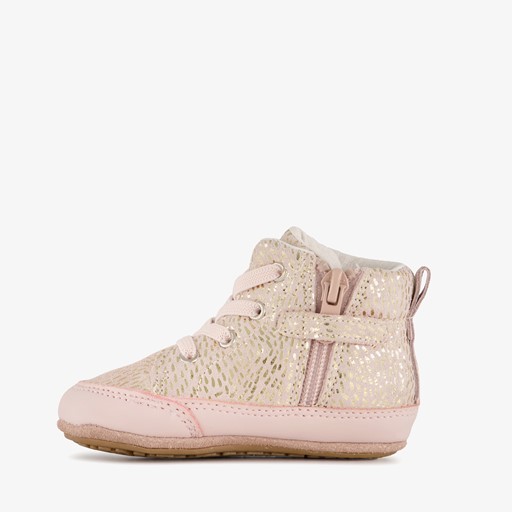 Leren babyschoenen roze goud