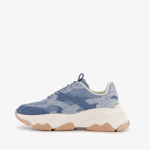 Dames dad sneakers denim beige