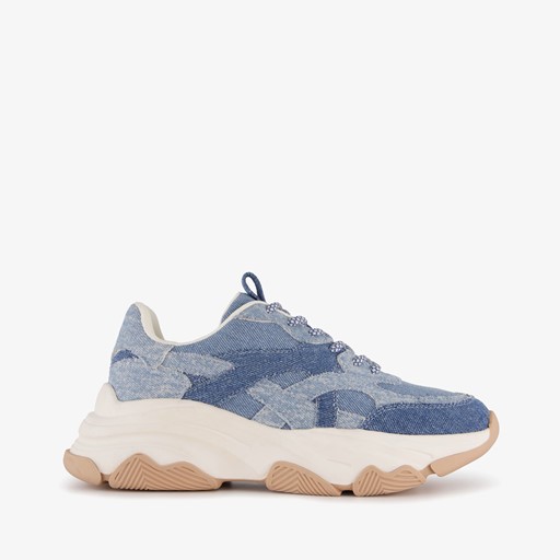 Dames dad sneakers denim beige