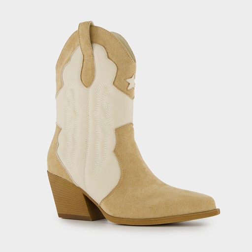 Dames western laarzen beige wit