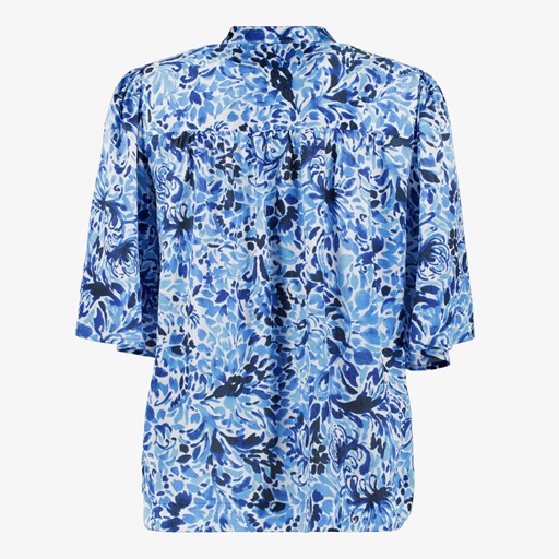 Dames blouse met strikjes blauw