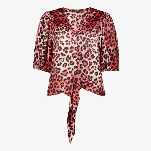 Dames blouse met panterprint roze
