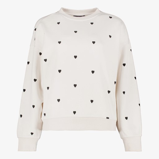 Dames sweater beige met hartjes