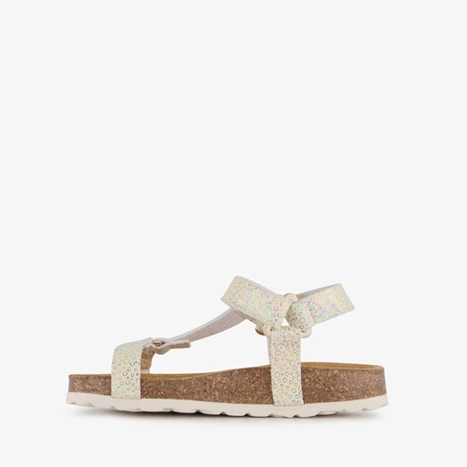 Meisjes bio sandalen met print goud