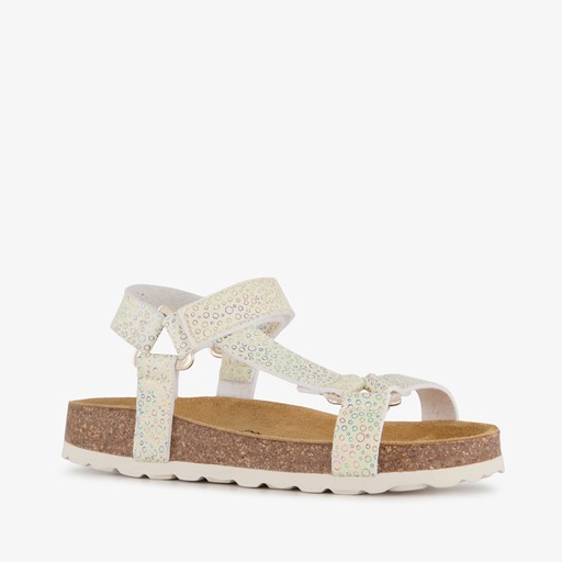 Meisjes bio sandalen met print goud