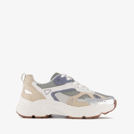 Dames dad sneakers beige zilver