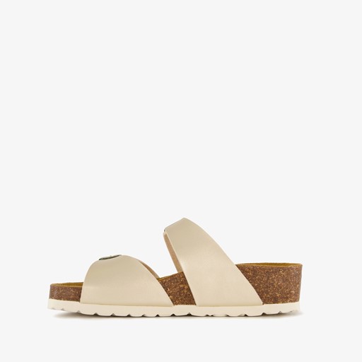 Dames sleehak slippers parelmoer