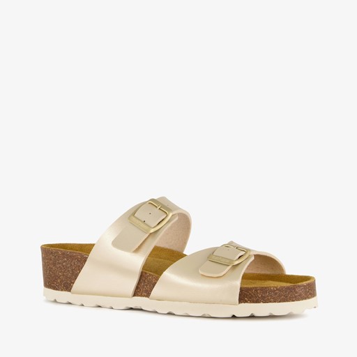 Dames sleehak slippers parelmoer