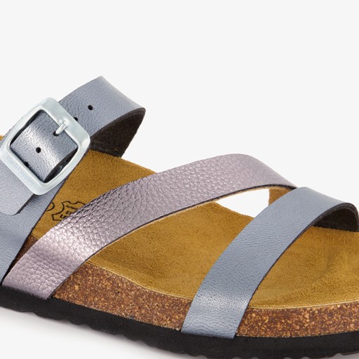 Dames sleehak slippers zilvergrijs