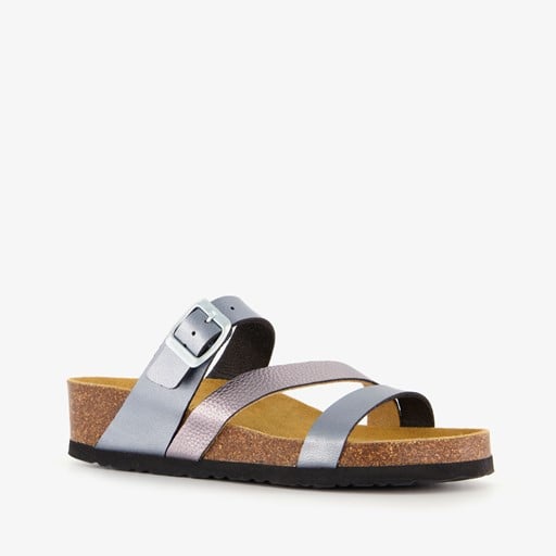 Dames sleehak slippers zilvergrijs