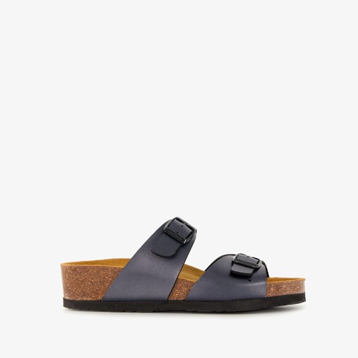 Dames bio slippers met sleehak zwart