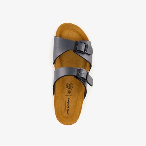 Dames bio slippers met sleehak zwart