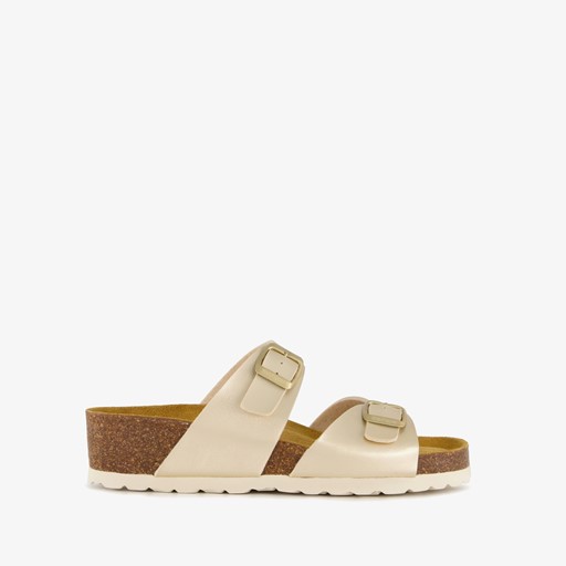 Dames sleehak slippers parelmoer