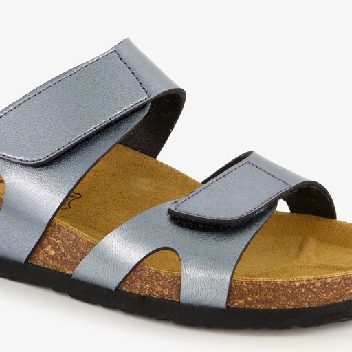 Dames bio slippers met sleehak grijs