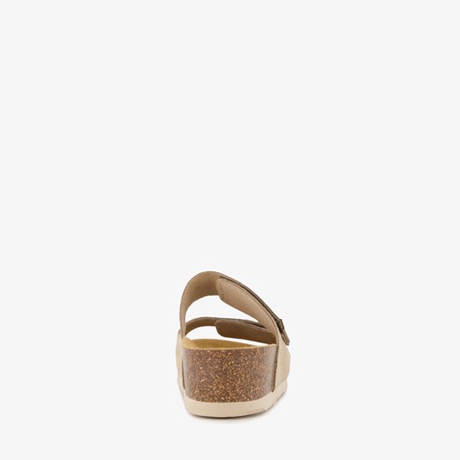 Suede dames slippers beige
