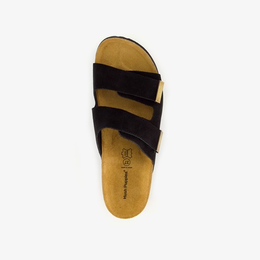 Suede dames slippers zwart