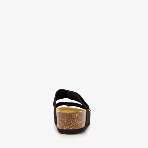 Suede dames slippers zwart
