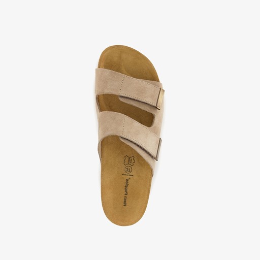 Suede dames slippers beige