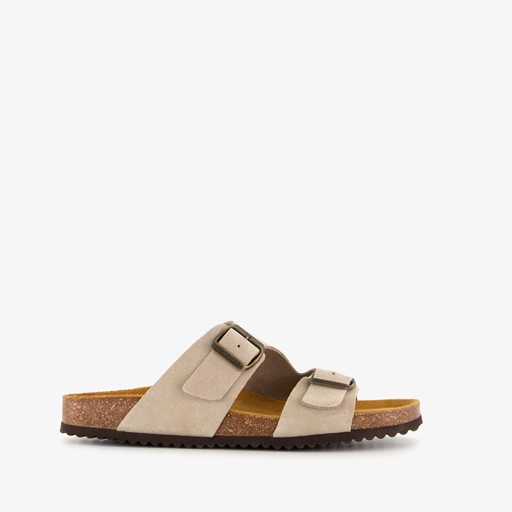 Suede dames bio slippers beige