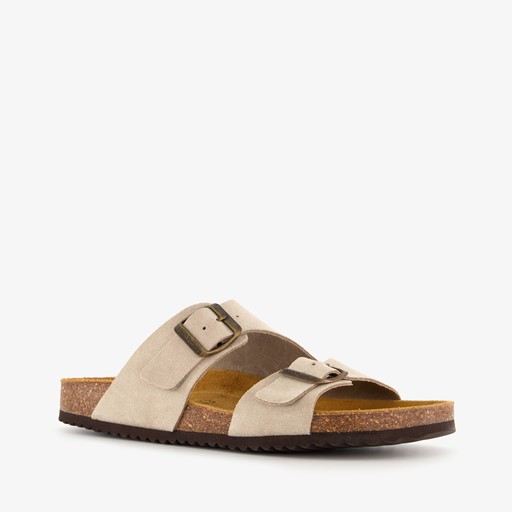 Suede dames bio slippers beige