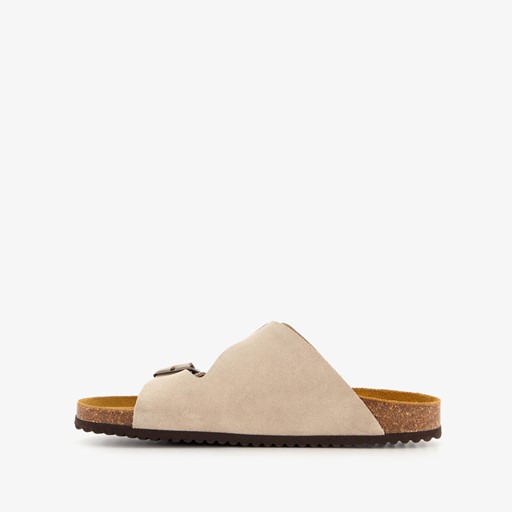 Suede dames bio slippers beige