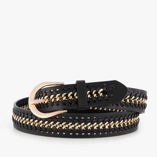 Dames riem zwart met goudkleurige ketting