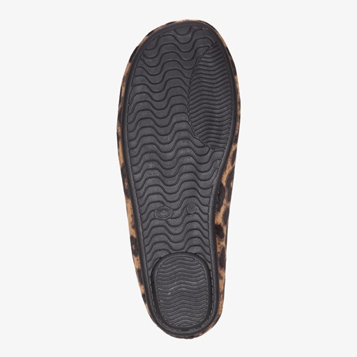 Gevoerde dames pantoffels met luipaardprint