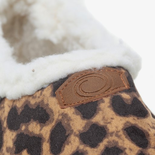 Gevoerde dames pantoffels met luipaardprint
