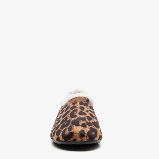 Gevoerde dames pantoffels met luipaardprint