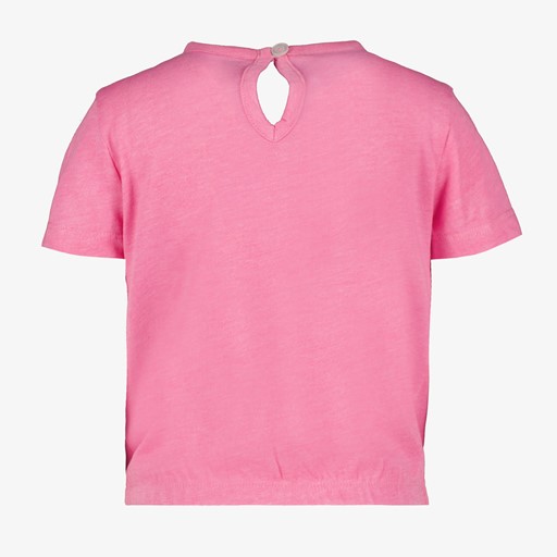 Geknoopt meisjes T-shirt met ruches roze
