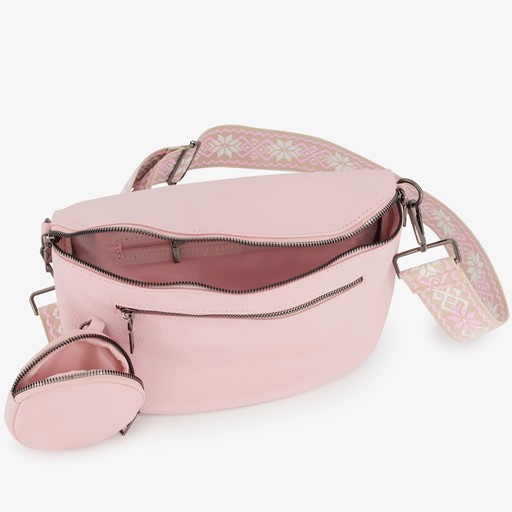 Dames schoudertas met portemonnee roze