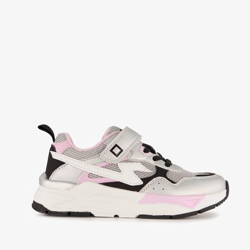 Metallic sneakers met roze details
