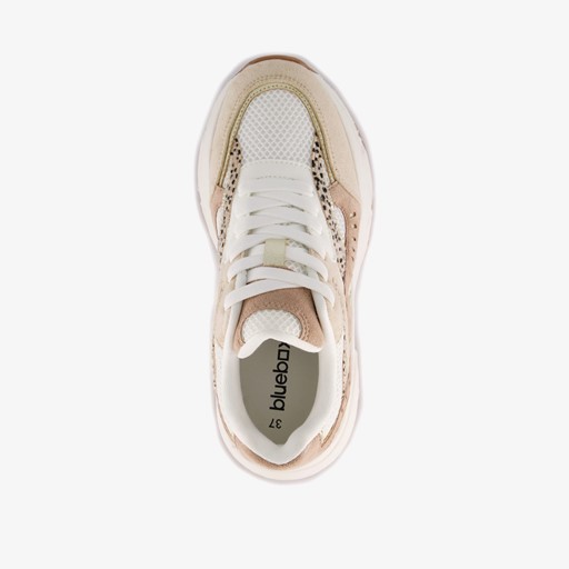 Dames dad sneakers beige wit