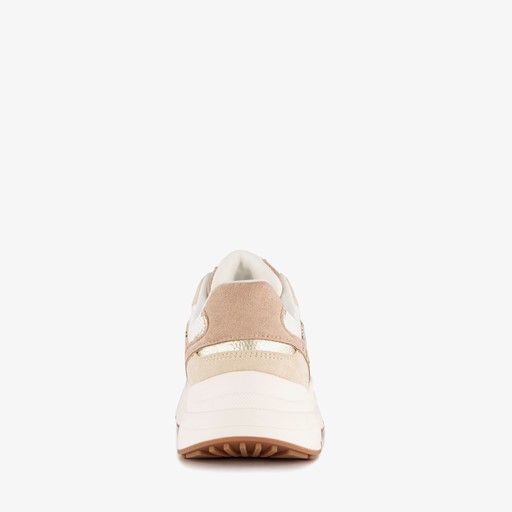 Dames dad sneakers beige wit