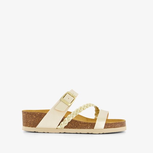 Dames sleehak slippers champagne