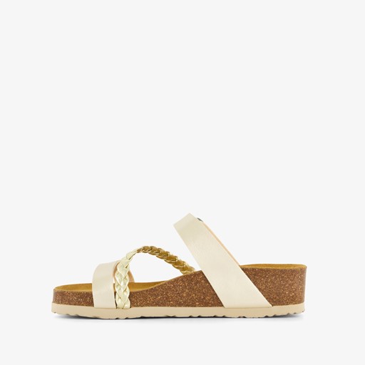 Dames sleehak slippers champagne