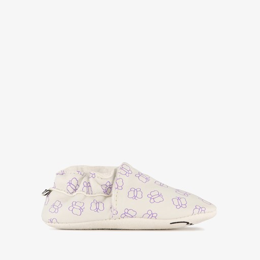 Leren babyschoenen met vlinders grijs