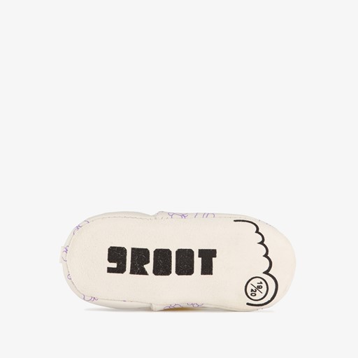 Leren babyschoenen met vlinders grijs