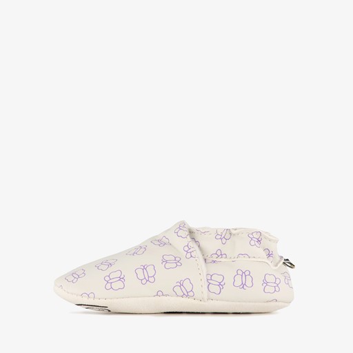 Leren babyschoenen met vlinders grijs