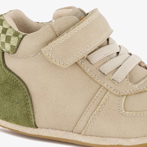 Leren babyschoenen beige groen