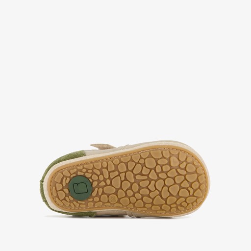 Leren babyschoenen beige groen