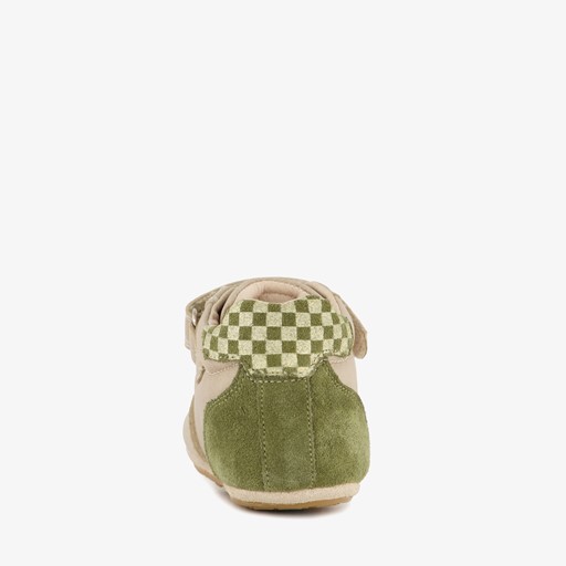 Leren babyschoenen beige groen