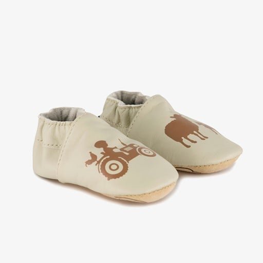 Leren babyschoenen met boerderij print