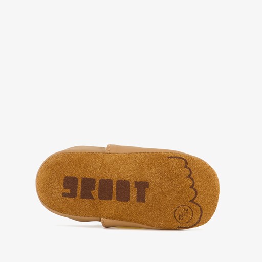 Leren babyschoenen met vosje cognac