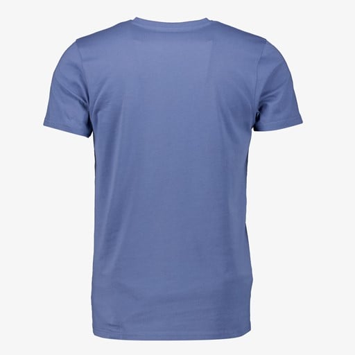 Heren T-shirt blauw V-hals katoen
