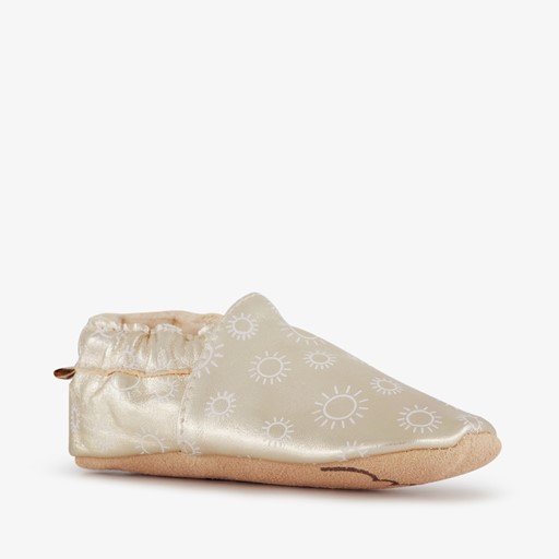 Leren babyschoenen met zonnetjes goud