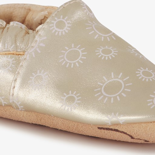 Leren babyschoenen met zonnetjes goud