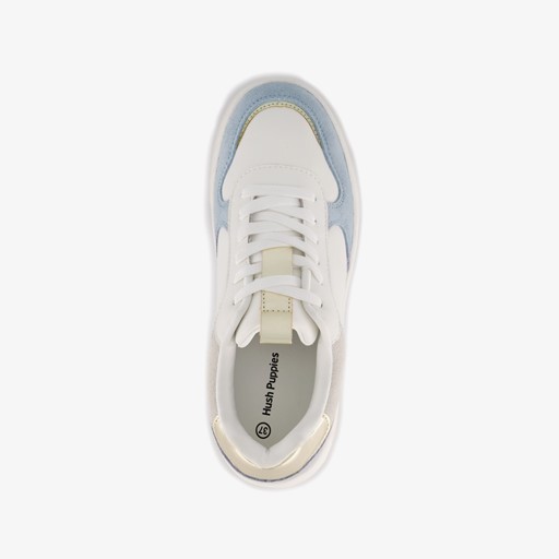 Leren dames sneakers wit blauw